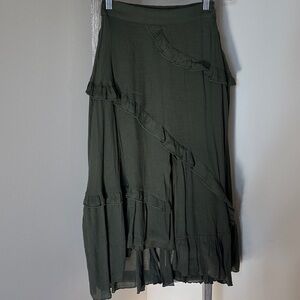 Joyfolie Olive Green Ruffled Skirt